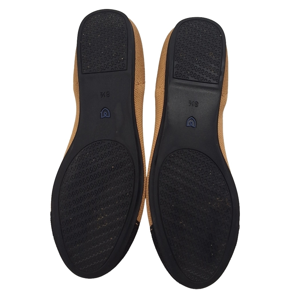 Rothys~Womens Round Camel Cap Toe Ballet Flats~Black Tan Slip On Shoes~Size 8.5 - Picture 5 of 7